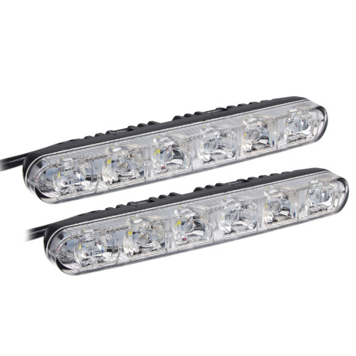 NEW GALAXY Дневные ходовые огни, LED 6шт, Линзы, алюм. корп., 130мм, 12V, 2шт