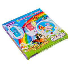 Краски витражные "Цветы и бабочки", 2 контура, 5 цв., 3 блеска, 12 трафаретов, 21,5х23х2,3см, Т2083