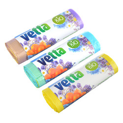 VETTA Мешки для мусора БИО 60л,10 шт с завязками,стандарт,3аромата(цитрус,морской бриз,цветы), рулон