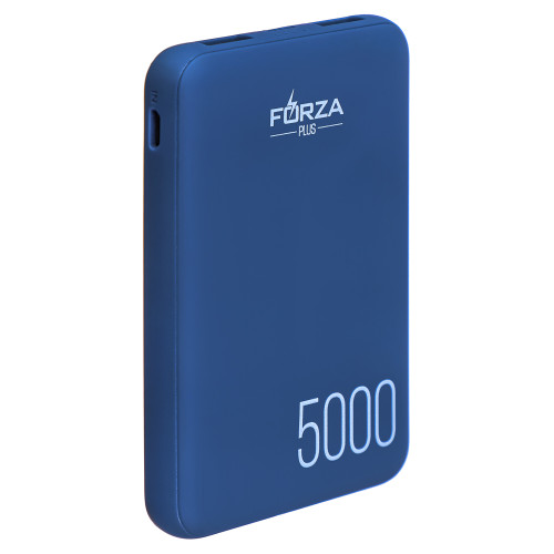 FORZA Аккумулятор мобильный, 5000 мАч, 2xUSB, 2А, прорезиненное покрытие, пять цветов