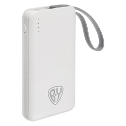 BY Аккумулятор мобильный, 3000 мАч, USB, 1А, встроенный кабель iP, белый