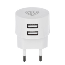 BY Сетевое зарядное устройство, 2xUSB, 2А, белый