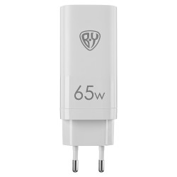 BY Сетевое зарядное устройство, Быстрая зарядка QC4.0+PD, GaN, 1xUSB, 2xType-C 65W