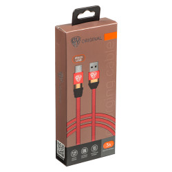 BY Кабель для зарядки Элегант Micro USB, 1м, 3А, быстрая зарядка QC3.0, тканевая оплётка, красный