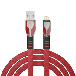 BY Кабель для зарядки Графика iP, 2.4А, 1м, Быстрая зарядка, штекер металл, красный