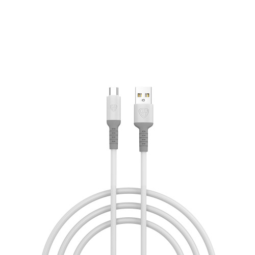 BY Кабель для зарядки Powerful Type-C, 1м, 3A, QC 3.0, силиконовая оплетка, белый