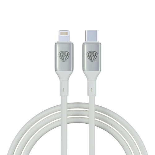 BY Кабель для зарядки Space Cable Pro Type-C - iP, 2.4А, 1м, Быстрая зарядка, штекер металл, белый