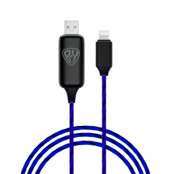 BY Кабель для зарядки Светящийся iP, 1м, 2.4А, Быстрая зарядка, LED подсветка синяя