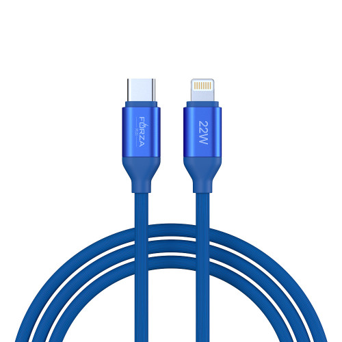 FORZA Кабель для зарядки Лето Type-C - iP, 1м, 2.4А, Быстрая зарядка, 22W,  прорез.кабель, пакет