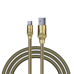 BY Кабель для зарядки Золото Type-C, 1м, Быстрая зарядка QC3.0, штекер металл, золотистый