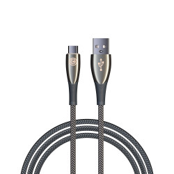 ВСЁГАЗИН Кабель для зарядки Сириус Type-C, 1м, 3А, Быстрая зарядка QC3.0, штекер металл, серый