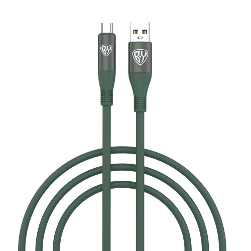 BY Кабель для зарядки Flexi Type-C, 1 м, 3А, Быстрая зарядка QC3.0, зеленый