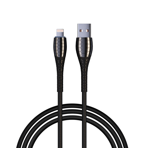 BY Кабель для зарядки Богатырь iP, 2.4А, 1м, Быстрая зарядка, штекер металл, черный