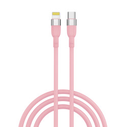 BY Кабель для зарядки Live Type-C-iP, 1м,
2.4А, Быстрая зарядка PD, 22W, розовый