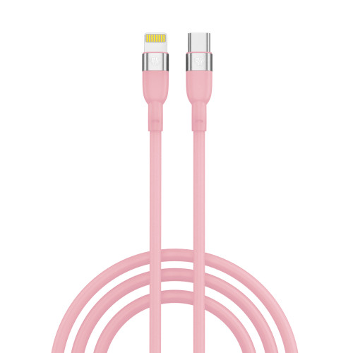 BY Кабель для зарядки Live Type-C-iP, 1м,
2.4А, Быстрая зарядка PD, 22W, розовый