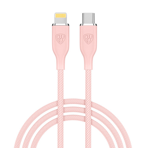 BY Кабель для зарядки Elite Type-C - iP, 2.4А, 1м, 22W, Быстрая зарядка, розовый