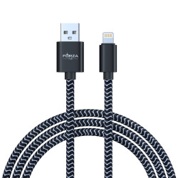 FORZA Кабель для зарядки Волна iP, 1м, 2А, тканевая оплётка, 4 цвета, пакет