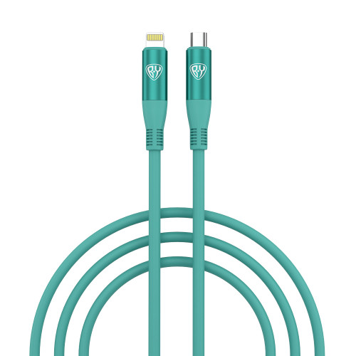BY Кабель для зарядки Flexi Type-C-iP, 1 м, 2,4 А, Быстрая зарядка PD, 22W, бирюзовый