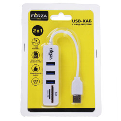 FORZA USB-хаб 3 USB, USB 2.0, кард-ридер SD, Micro-SD