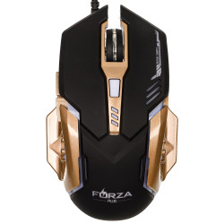 FORZA Компьютерная мышь проводная, 800-3200DPI, 6 кн., подсветка, провод 140см, игровая, 2 цвета