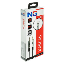 NG Кабель mini jack 3.5 mm - mini jack 3.5 mm, прорезиненная оплетка, 1.5 м, черный