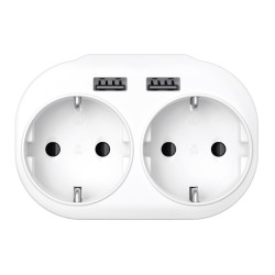 BY Разветвитель, 2 гнезда, 2xUSB 2.4А суммарно, 16А, 4000Вт