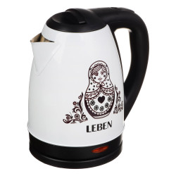 LEBEN Чайник электрический 1,8л, 1500Вт, нерж. сталь, терморисунок матрешка