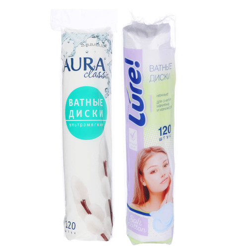 Ватные диски LURE/AURA, 120шт