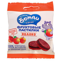 Пастилки фруктовые БЕГЕМОТИК БОНДИ яблоко, 30г.