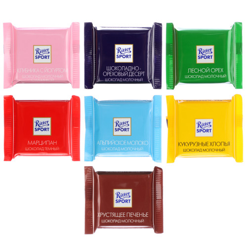 Шоколад Ritter Sport Яркая коллекция, 15г, 7 вкусов