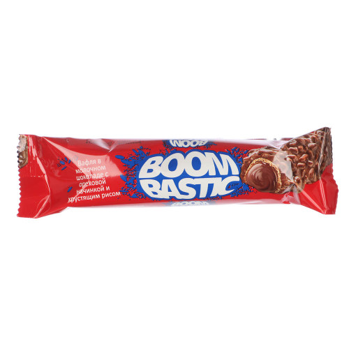 Батончик вафля "Boombastic" в мол. шок. с ореховым кремом и хрустящим рисом, 32 г