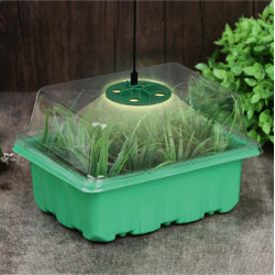 INBLOOM Лоток для рассады 18х14х11см с лампой 4LED, бирка-10шт, лопатка-2шт, USB, PET