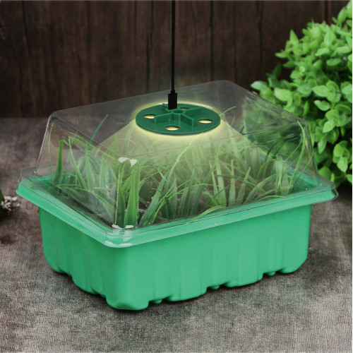 INBLOOM Лоток для рассады 18х14х11см с лампой 4LED, бирка-10шт, лопатка-2шт, USB, PET