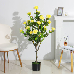 INBLOOM Растение искусственное Роза желтая, 130см, PEVA, цемент