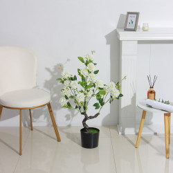 INBLOOM Растение искусственное Роза белая, 85см, PEVA, цемент