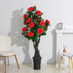 INBLOOM Растение искусственное Роза красная, 160см, PEVA, цемент