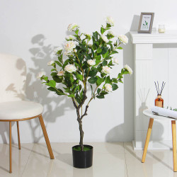 INBLOOM Растение искусственное Роза белая, 130см, PEVA, цемент