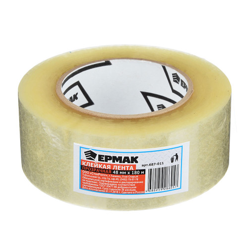 ЕРМАК Клейкая лента прозрачная 48мм x 180м