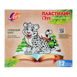 ЛУЧ Пластилин "ZOO", 12 цветов, 180 грамм, в картонной коробке