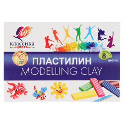 ЛУЧ Пластилин "Классика", 8 цветов, 160 грамм, со стеком, в картонной коробке