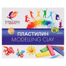 ЛУЧ Пластилин "Классика", 16 цветов, 320 грамм, со стеком, в картонной коробке