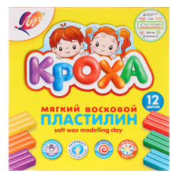 ЛУЧ Пластилин "Кроха", восковой, 12 цветов, 180 грамм, со стеком, в картонной коробке