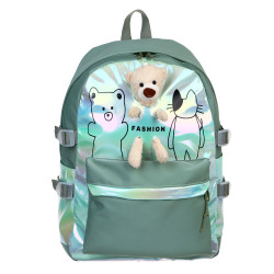 Рюкзак 45x31,5x14см, 1 отд., 4 карм., декор мягкой игрушкой, ПЭ, нейлон, зеленый