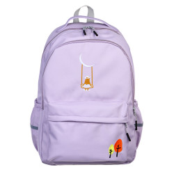 Рюкзак подростковый 44,5x30,5x17см, 2 отд., 4 карм., ручка из иск.кожи, вышивка, нейлон, сиреневый