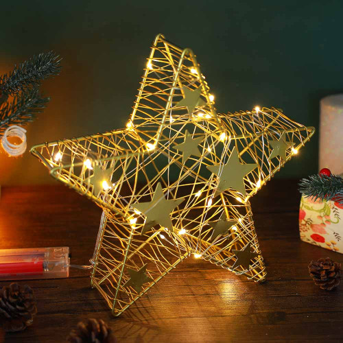 СНОУ БУМ Сувенир гирлянда нить в форме звезды, 2хАА, 23,5x6x22,5 см