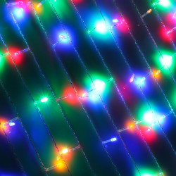 Гирлянда занавес 2x1,5 м СНОУ БУМ, 272 LED ламп, свечение мультицвет, ПВХ прозрачный, 8 режимов, коннектор, 220В