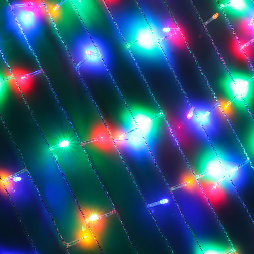 Гирлянда занавес 2x1,5 м СНОУ БУМ, 272 LED ламп, свечение мультицвет, ПВХ прозрачный, 8 режимов, коннектор, 220В