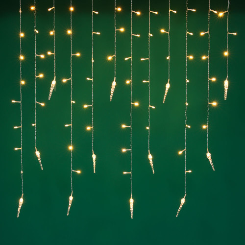 Гирлянда бахрома с сосульками 2.5x0.3х0.5x0.7 м СНОУ БУМ, 80 LED ламп, постоянное свечение шампань, ПВХ прозрачный, 220В