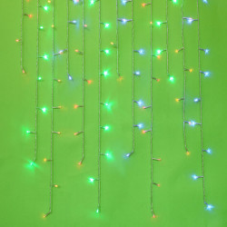 Гирлянда бахрома 2,5x0,3х0,5x0,7 м СНОУ БУМ, 80 LED ламп, свечение мультицвет, ПВХ прозрачный, 8 режимов, коннектор, 220В