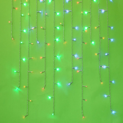 Гирлянда бахрома 2,5x0,3х0,5x0,7 м СНОУ БУМ, 80 LED ламп, свечение мультицвет, ПВХ прозрачный, 8 режимов, коннектор, 220В
